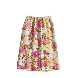 Linen Tropical Floral Skirt Size Medium